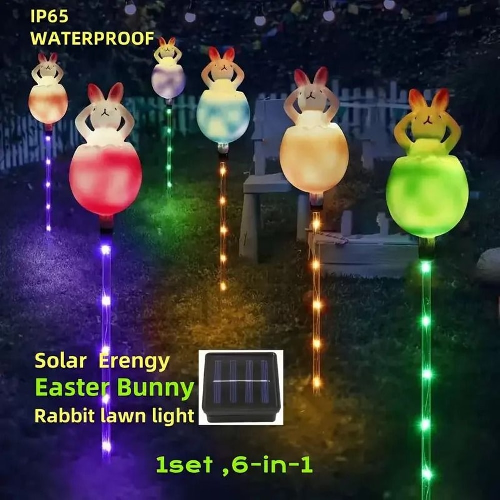 6in1 Solar Rabbit Garden Lights Waterproof Outdoor LED Fairy Landscape Decor For Holiday Christma 4