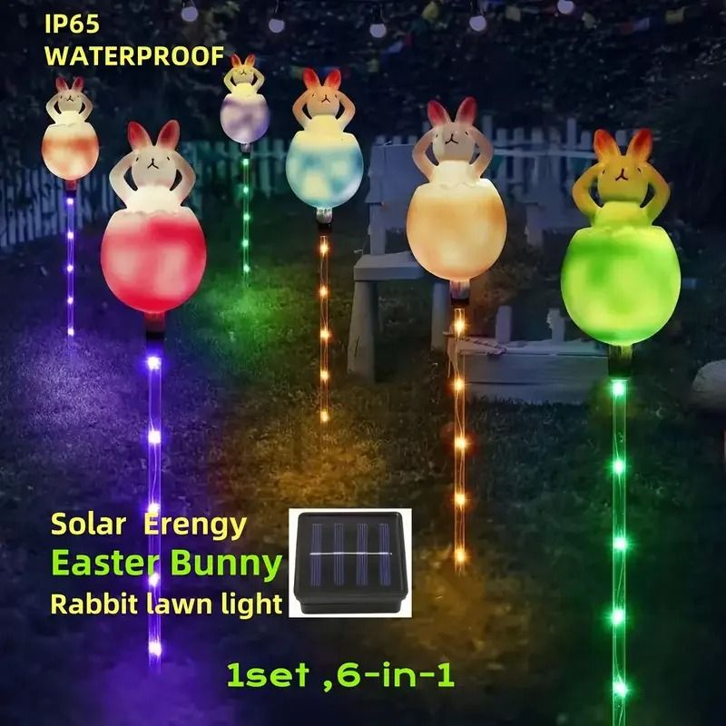 6in1 Solar Rabbit Garden Lights Waterproof Outdoor LED Fairy Landscape Decor For Holiday Christma 4