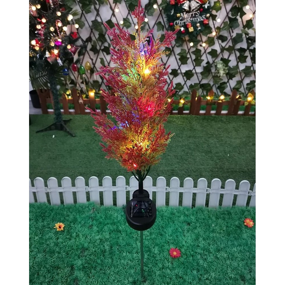 Solar Pine Christmas Stake Lights RGB Waterproof Outdoor Cypress Garden Decor Floral Ambiance Lig 0