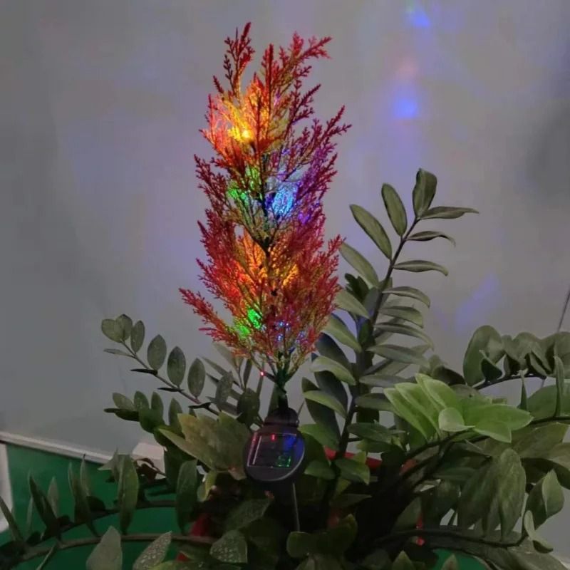 Solar Pine Christmas Stake Lights RGB Waterproof Outdoor Cypress Garden Decor Floral Ambiance Lig 3