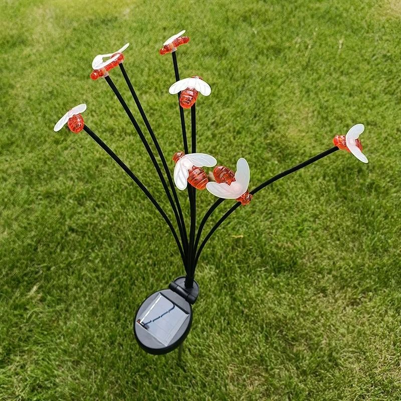 8LED Solar Bee Garden Lights Warm White Outdoor Decorative Bee String Lamp For Yard Pathway 6