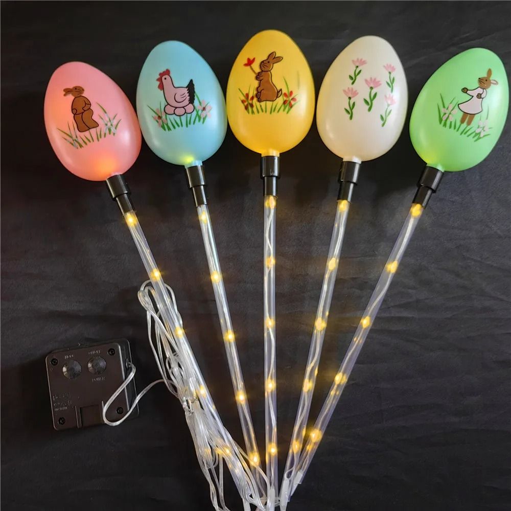 5Pack Solar Easter Egg Stake Lights 8Mode Waterproof Outdoor Garden Pathway Decorations 6