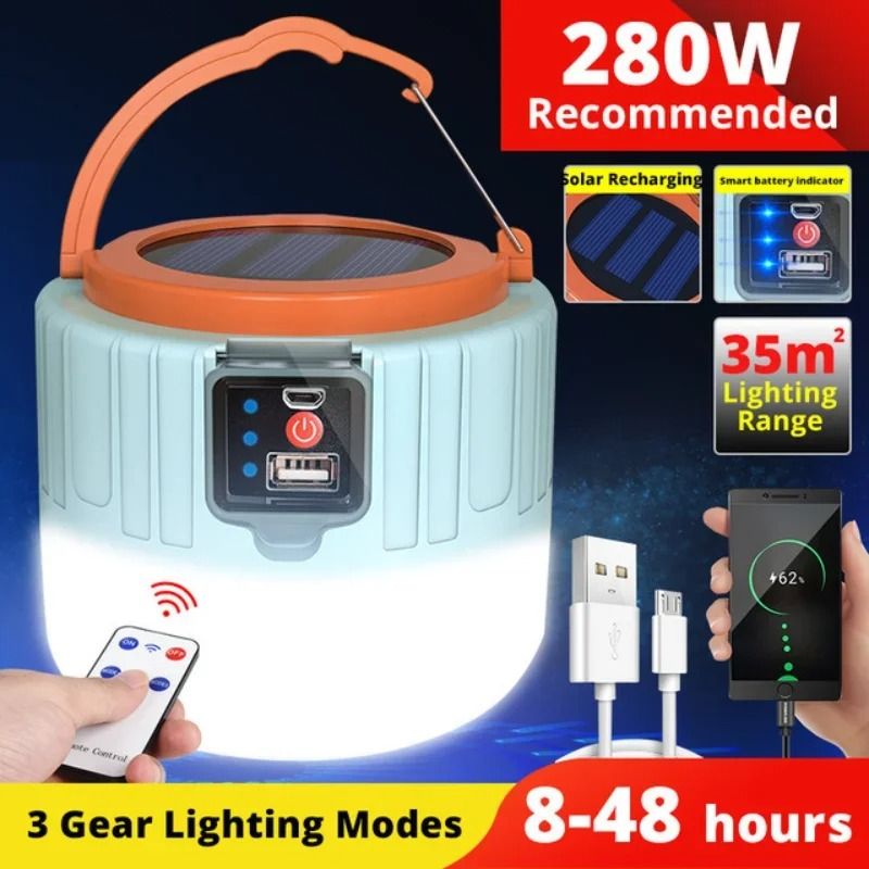 Portable Rechargeable Camping Lantern Waterproof LED Floodlight 7200mAh Power Bank For Outdoor Ex 5