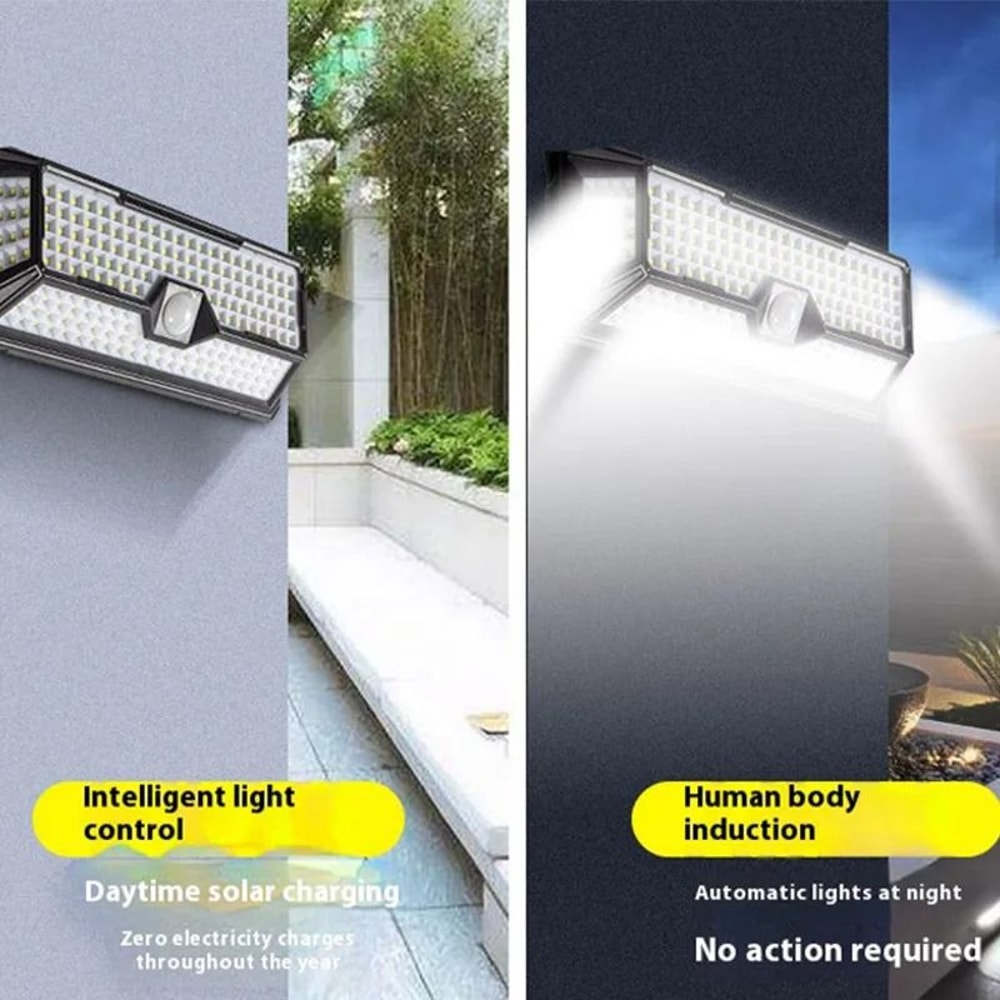 202LED Solar Induction Wall Lamp IP65 Waterproof Human Body Sensor Security Light With 3 Modes 2