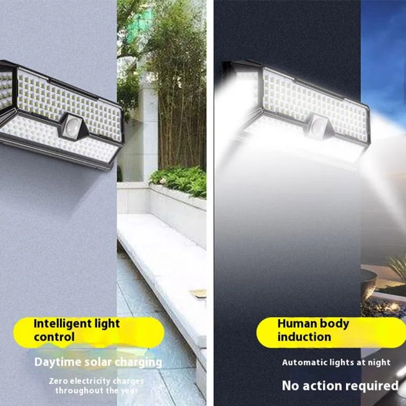 202LED Solar Induction Wall Lamp IP65 Waterproof Human Body Sensor Security Light With 3 Modes 2