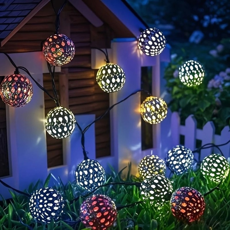 Moroccan Solar Globe String Lights Colorful Waterproof Fairy Lighting For Garden Fence Christmas 1