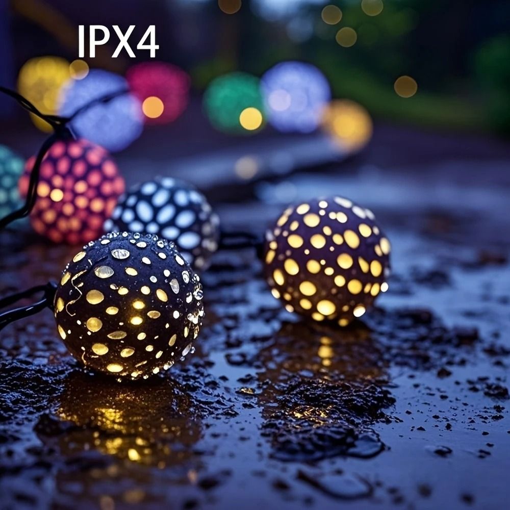 Moroccan Solar Globe String Lights Colorful Waterproof Fairy Lighting For Garden Fence Christmas 4