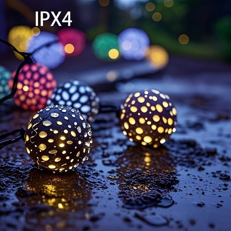 Moroccan Solar Globe String Lights Colorful Waterproof Fairy Lighting For Garden Fence Christmas 4