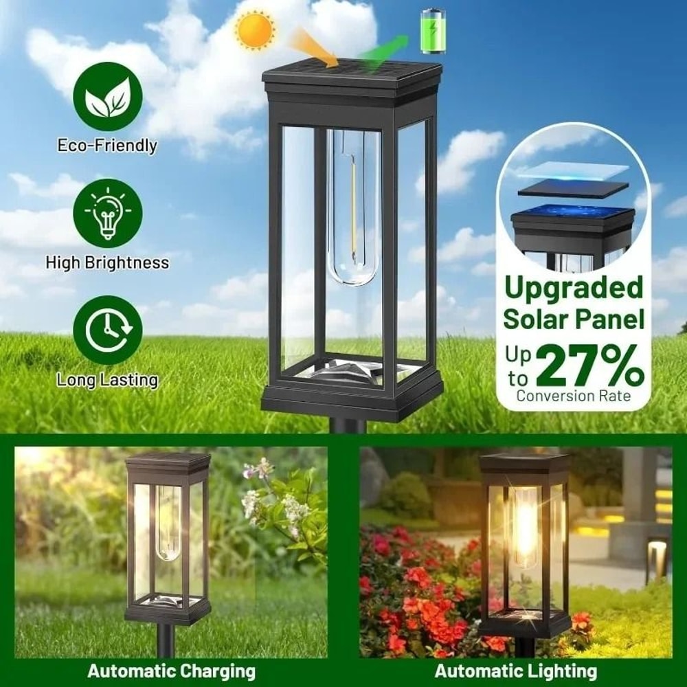 Solar Path Lights Outdoor IP65 Waterproof Garden Landscape Lighting For Patio Walkways Driveways 4