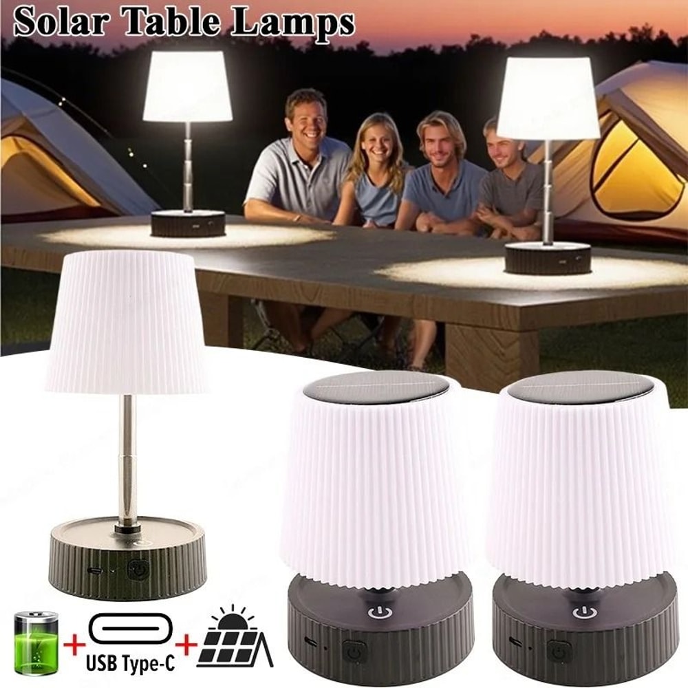 Mini Solar Folding Table Lamp Rechargeable 17LED Outdoor Night Light Desktop Floor Lamp 0