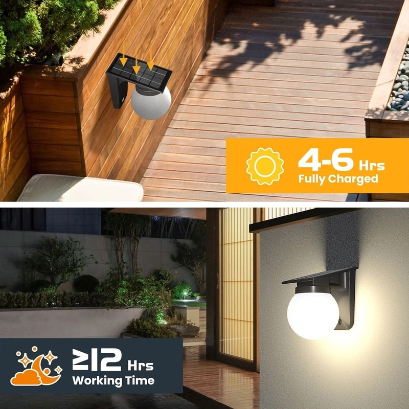 Solar Outdoor Wall Light IP65 Waterproof Adjustable Brightness Landscape Lighting For Garden Yard 2