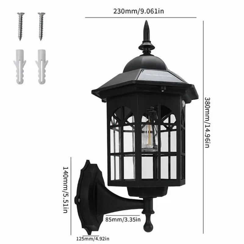 Vintage Solar Flame Hanging Lantern IP65 Waterproof 400LM LED Outdoor Wall Lamp For Patio Fence G 9