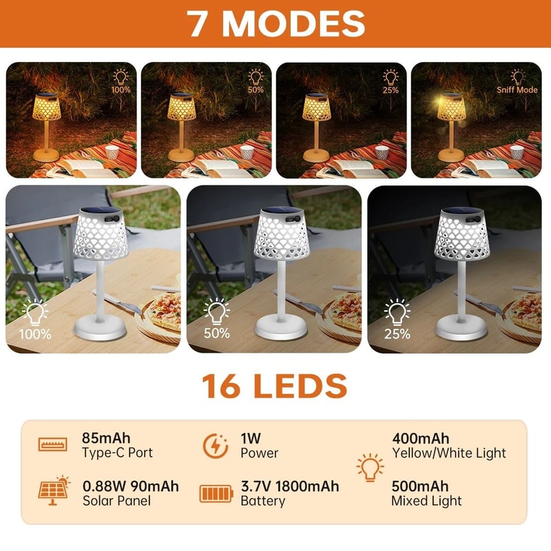 3Way Installation Solar Table Wall Lamp Modern IP65 Waterproof Cordless Desk Light For Bedroom G 4