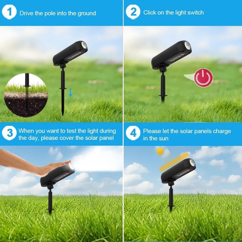 2in1 Solar Landscape Spotlight IP65 Waterproof LED Decorative Lamp With RedBlueGreen Light 4