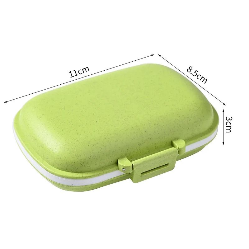 Mini Portable 8Grid Pill Box Wheat Straw Travel Medicine Organizer Sealed Tablet Container 9