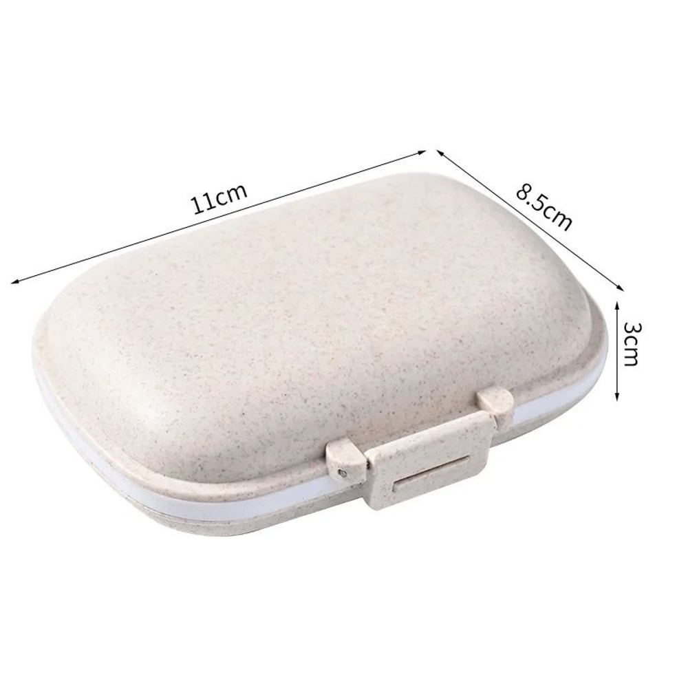 Mini Portable 8Grid Pill Box Wheat Straw Travel Medicine Organizer Sealed Tablet Container 6