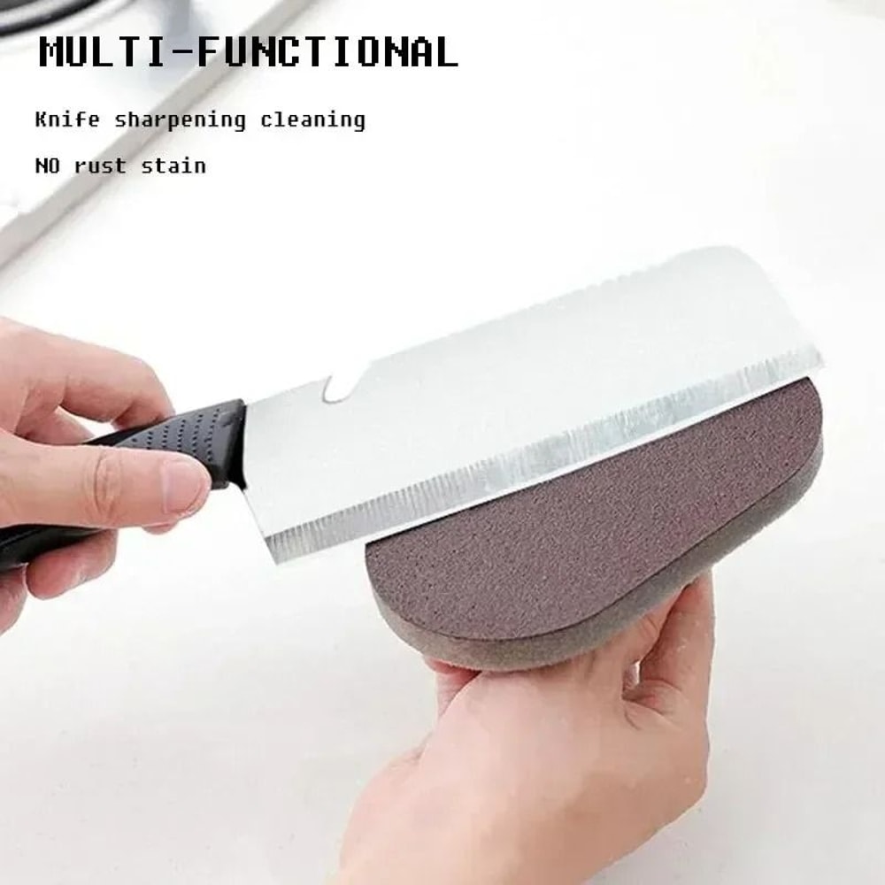 Reusable Emery Magic Sponge HeavyDuty Kitchen Pot Brush With Handle For Decontamination Easy Clea 2