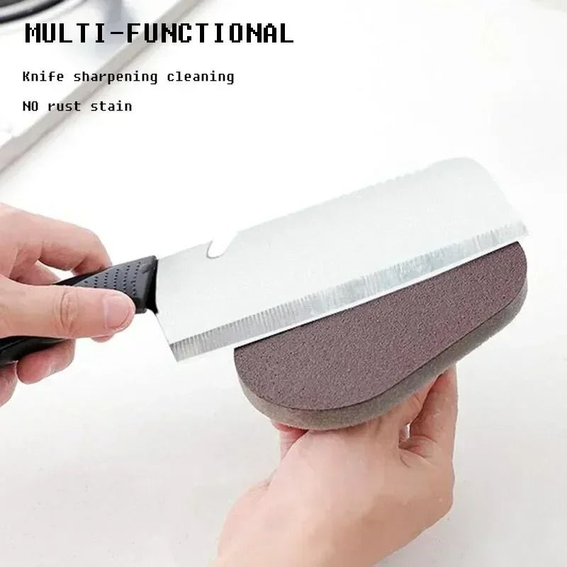 Reusable Emery Magic Sponge HeavyDuty Kitchen Pot Brush With Handle For Decontamination Easy Clea 2