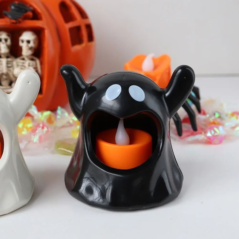 Halloween Ghost Candle Holder LED Candlestick Lighting Spooky Party Decoration 314 CeramicStyle 6
