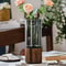 Nordic Style Elegant Glass Vase Premium Smoked Glass With Solid Wooden Base Modern Tabletop Flora 2