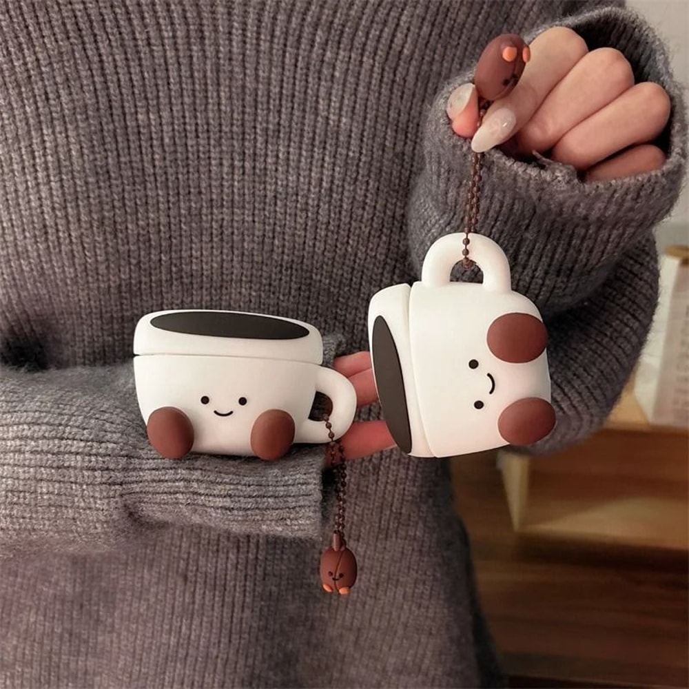 3D Smiling Face Coffee Cup AirPods Case Silicone Protective Cover For AirPods 1 2 3 4 Pro 0