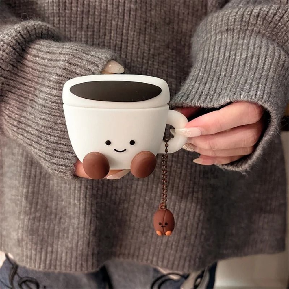 3D Smiling Face Coffee Cup AirPods Case Silicone Protective Cover For AirPods 1 2 3 4 Pro 2