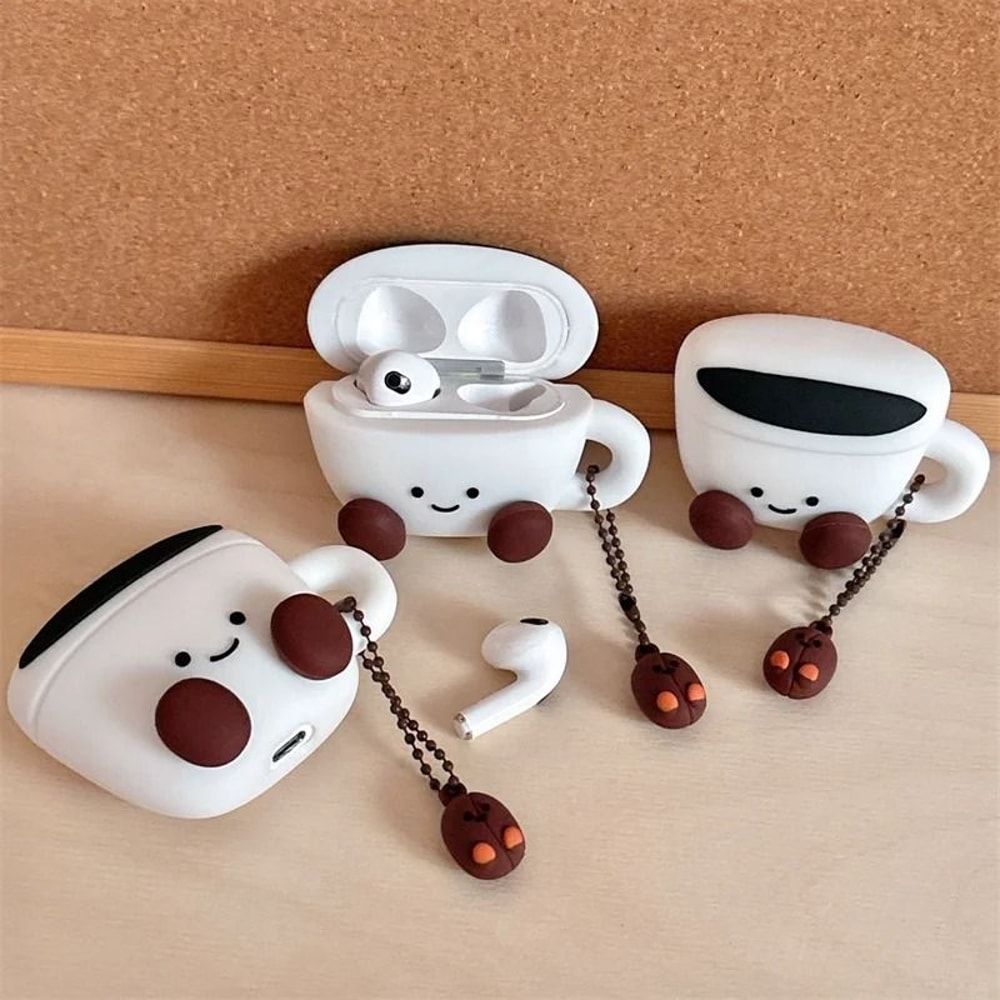 3D Smiling Face Coffee Cup AirPods Case Silicone Protective Cover For AirPods 1 2 3 4 Pro 3