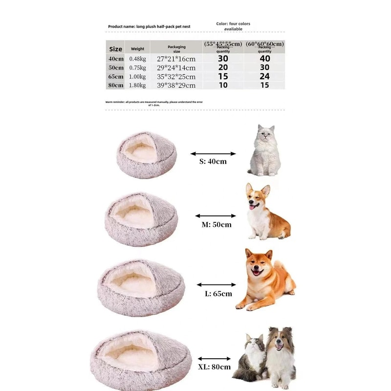 SemiEnclosed Plush Pet Bed Autumn Winter Warm Shell Nest For Cats Small Dogs 5