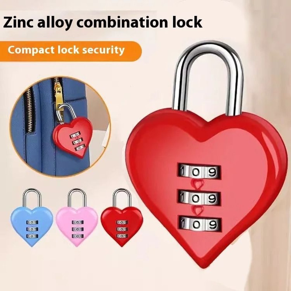 HeartShaped 3Digit Combination Lock Mini Suitcase Backpack Security For Travel School 0