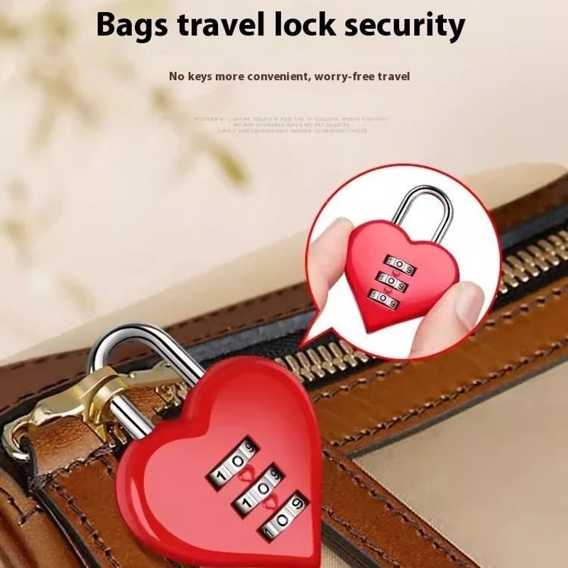 HeartShaped 3Digit Combination Lock Mini Suitcase Backpack Security For Travel School 1