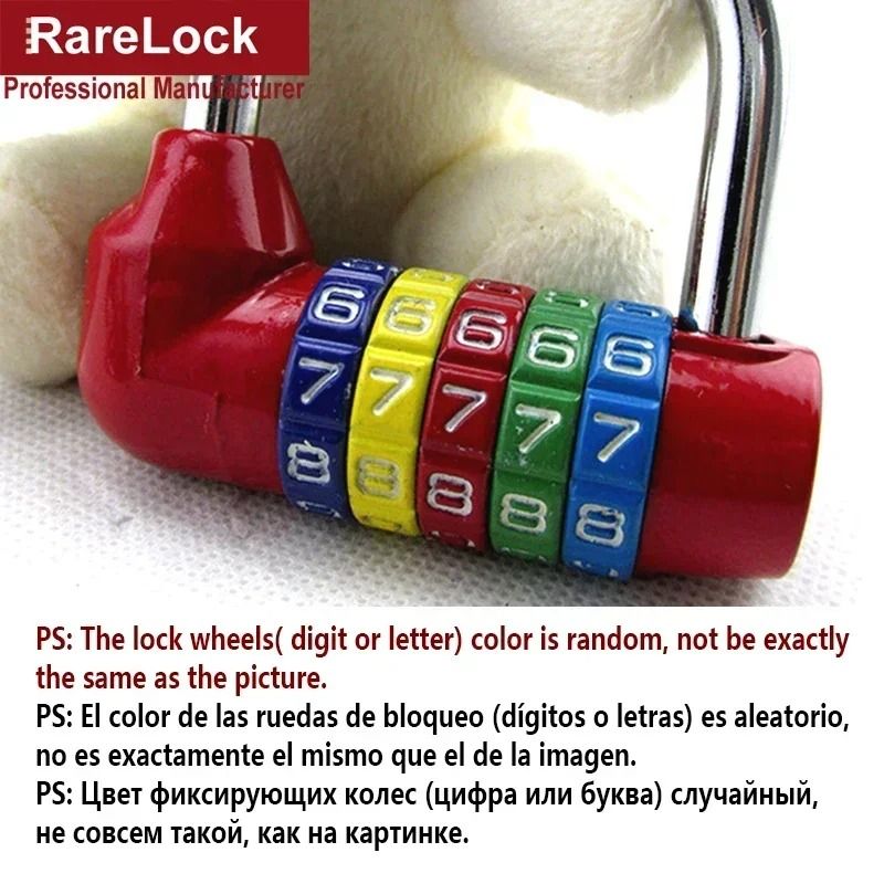 Red 5Letter Combination Padlock Professional Zinc Alloy Code Lock For Gym Travel Security 6
