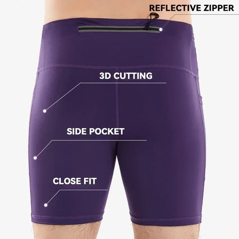 Mens MulPockets Compression Shorts 30 Quick Dry Marathon Running Exercise Training Tights 4