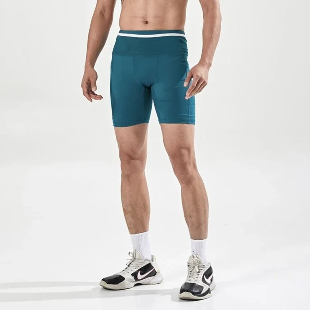 Mens MulPockets Compression Shorts 30 Quick Dry Marathon Running Exercise Training Tights 6