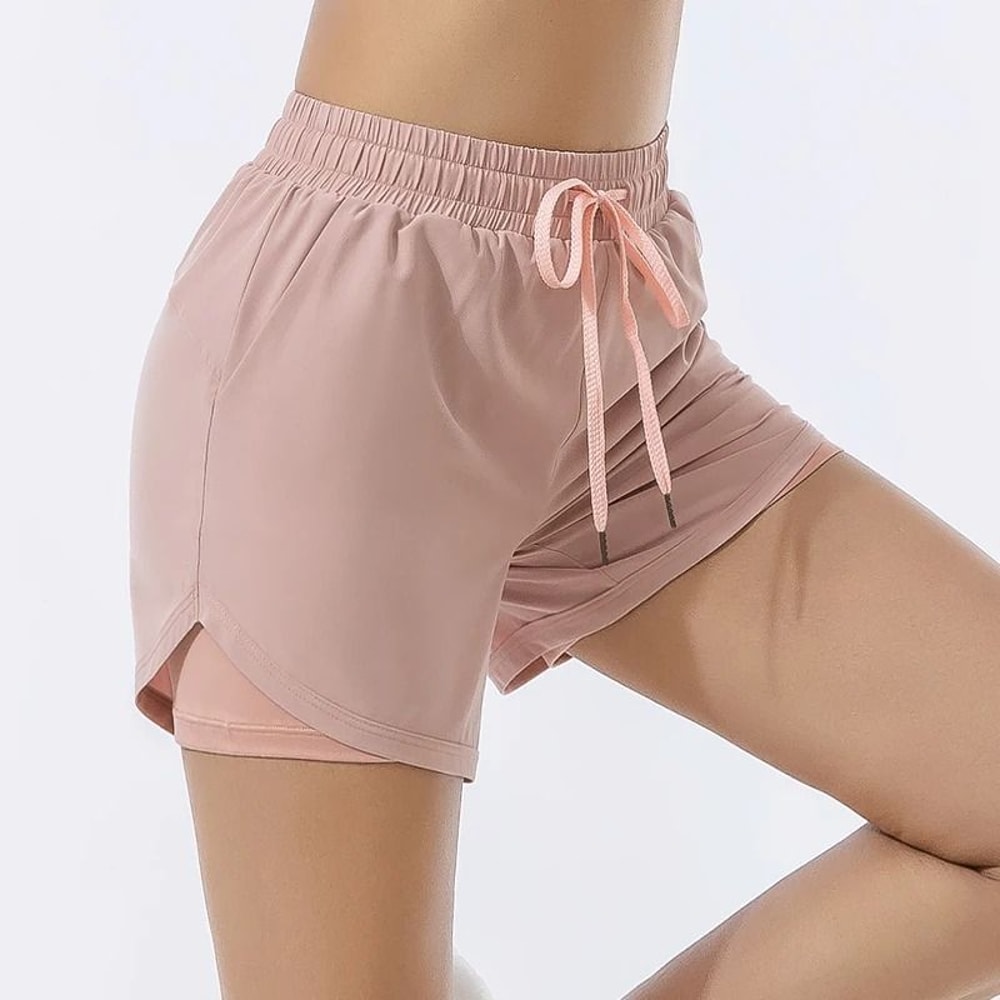 Womens Loose DoubleLayer Sports Shorts HighWaisted AntiSlip Yoga Running Fitness Pants 5