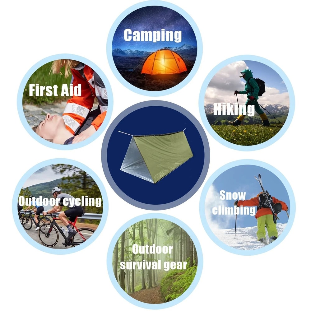 2Person Emergency Life Tent Mylar Thermal Shelter Bivy Survival Kit Waterproof Outdoor SOS Gear 4