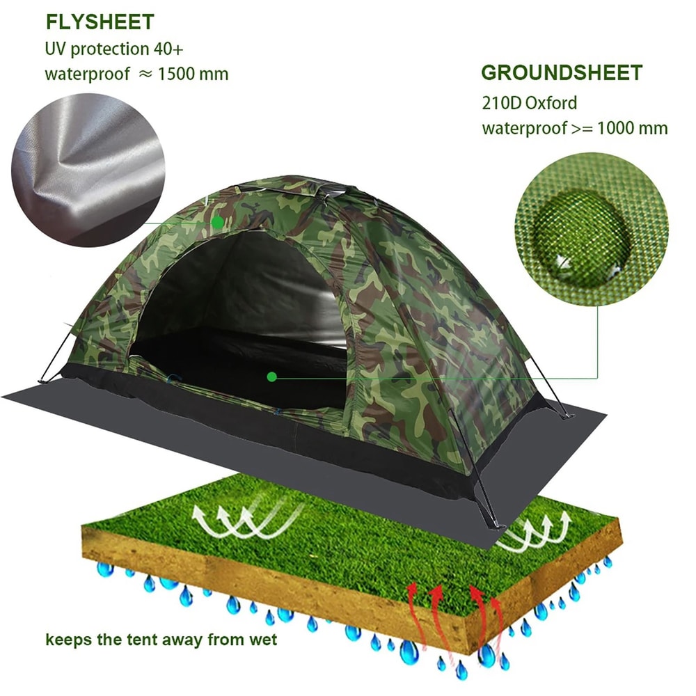 Outdoor Camouflage OnePerson Tent UV Protection Waterproof Camping Shelter Professional Hiking G 2