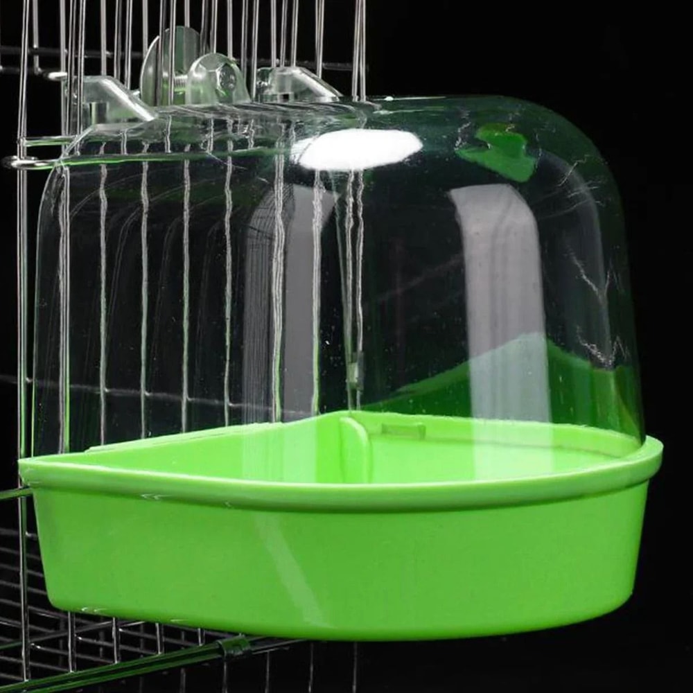 Hanging Bird Bath Box Clear Parakeet Shower For Cages Professional Bird Grooming Accessory 9