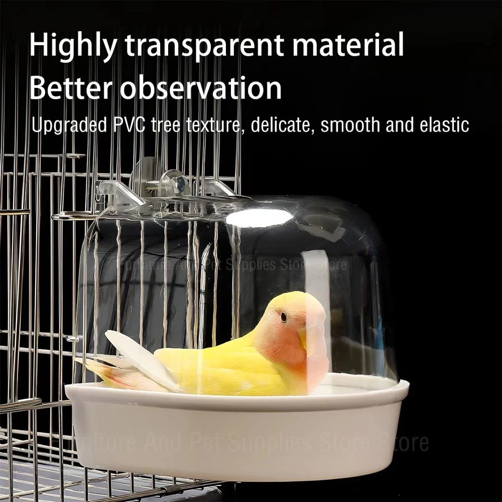 Hanging Bird Bath Box Clear Parakeet Shower For Cages Professional Bird Grooming Accessory 1