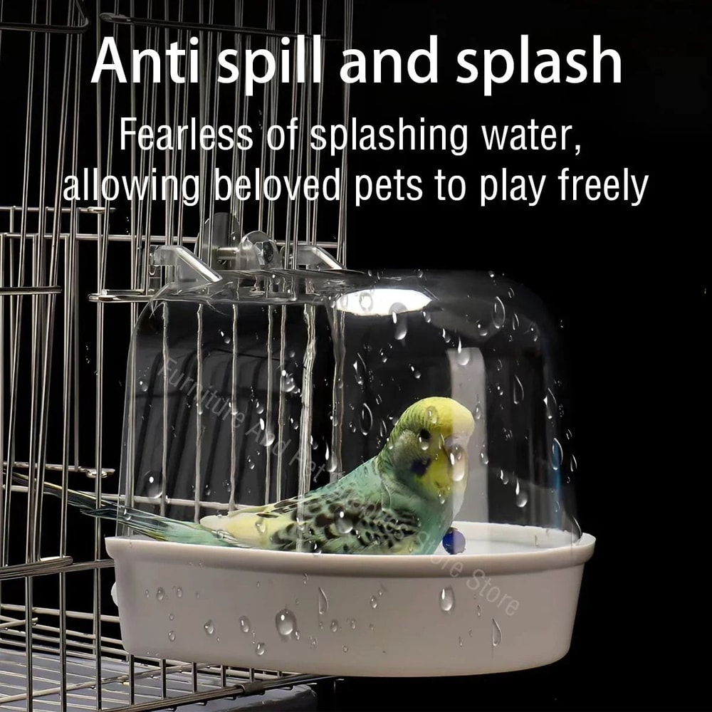 Hanging Bird Bath Box Clear Parakeet Shower For Cages Professional Bird Grooming Accessory 2