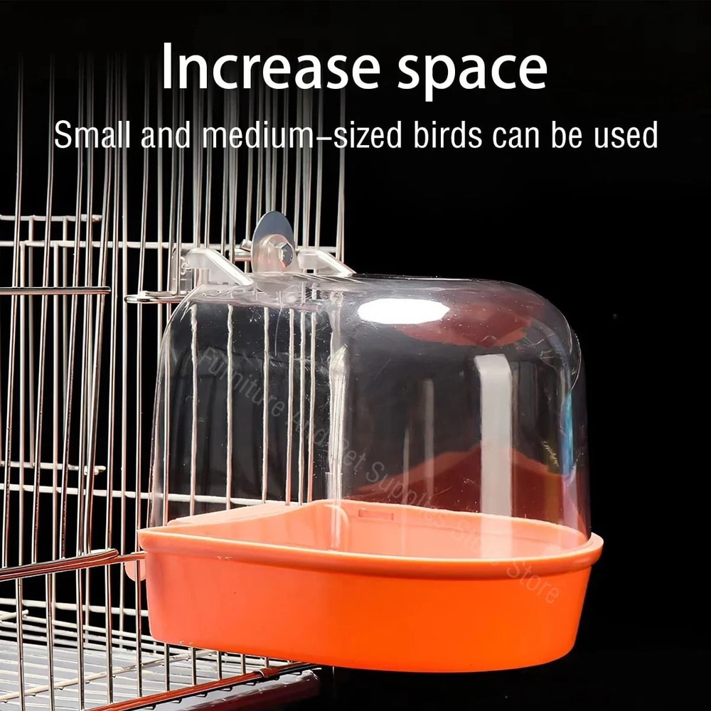 Hanging Bird Bath Box Clear Parakeet Shower For Cages Professional Bird Grooming Accessory 3