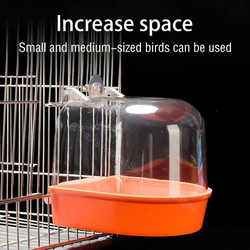Hanging Bird Bath Box Clear Parakeet Shower For Cages Professional Bird Grooming Accessory 3