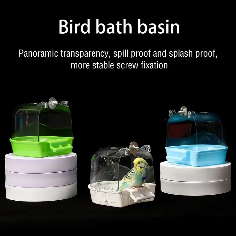 Hanging Bird Bath Box Clear Parakeet Shower For Cages Professional Bird Grooming Accessory 5