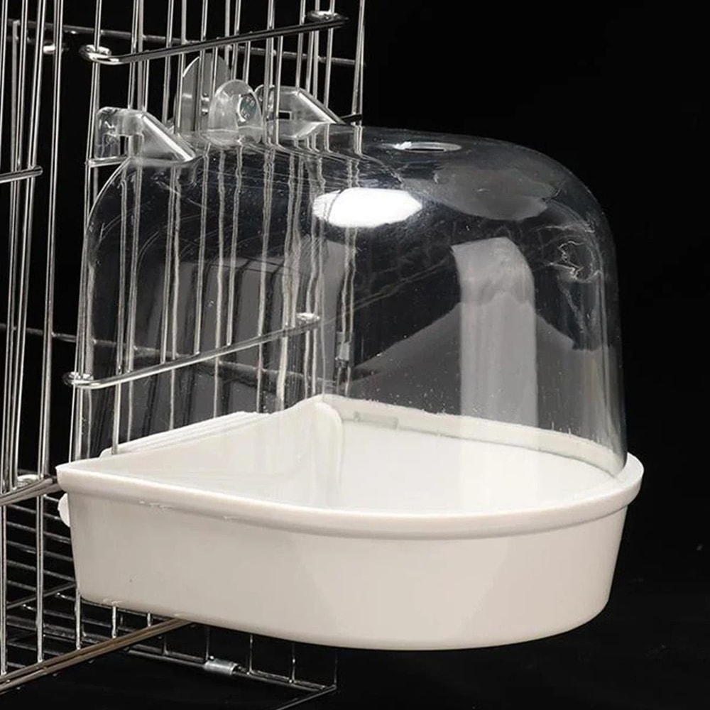 Hanging Bird Bath Box Clear Parakeet Shower For Cages Professional Bird Grooming Accessory 7