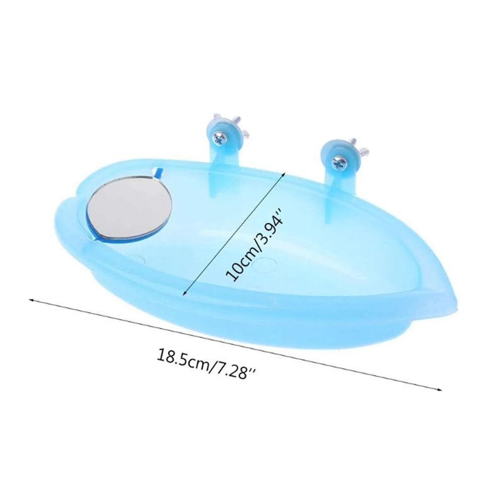 Bird Water Bath Tub For Pet Cages Hanging Bowl With Integrated Mirror Professional Parrot Parake 2