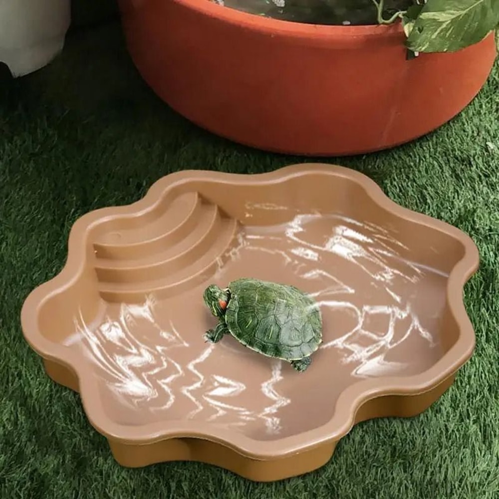 Large Reptile Turtle Bathing Tub Feeding Pool Professional Tortoise Habitat Bowl With Integrated 2
