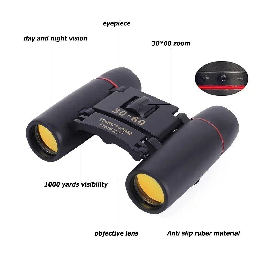30x60 Compact Zoom Binoculars HD Powerful Mini Telescope Professional 1000m Long Range Optics For 4