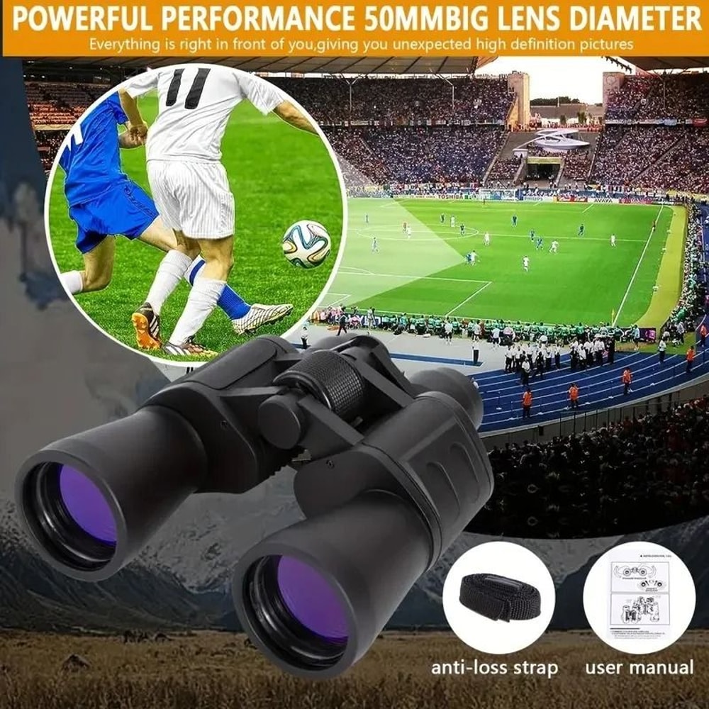 Military 20x50 Powerful Long Range Binoculars Professional Zoom HD BAK4Prism Telescope High Magni 5