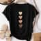Womens Casual Short Sleeve TShirt With Four Heart Graphic Print Black And Golden 1