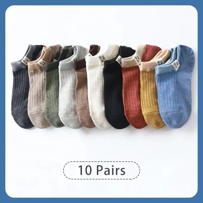 10 Pairs Women Letter Slogans Sweet Cute Fashionable College Style Fabric Label Socks 5