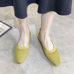 breathable mesh fashion flats women spring summer square toe slip on loafers walking shoes
